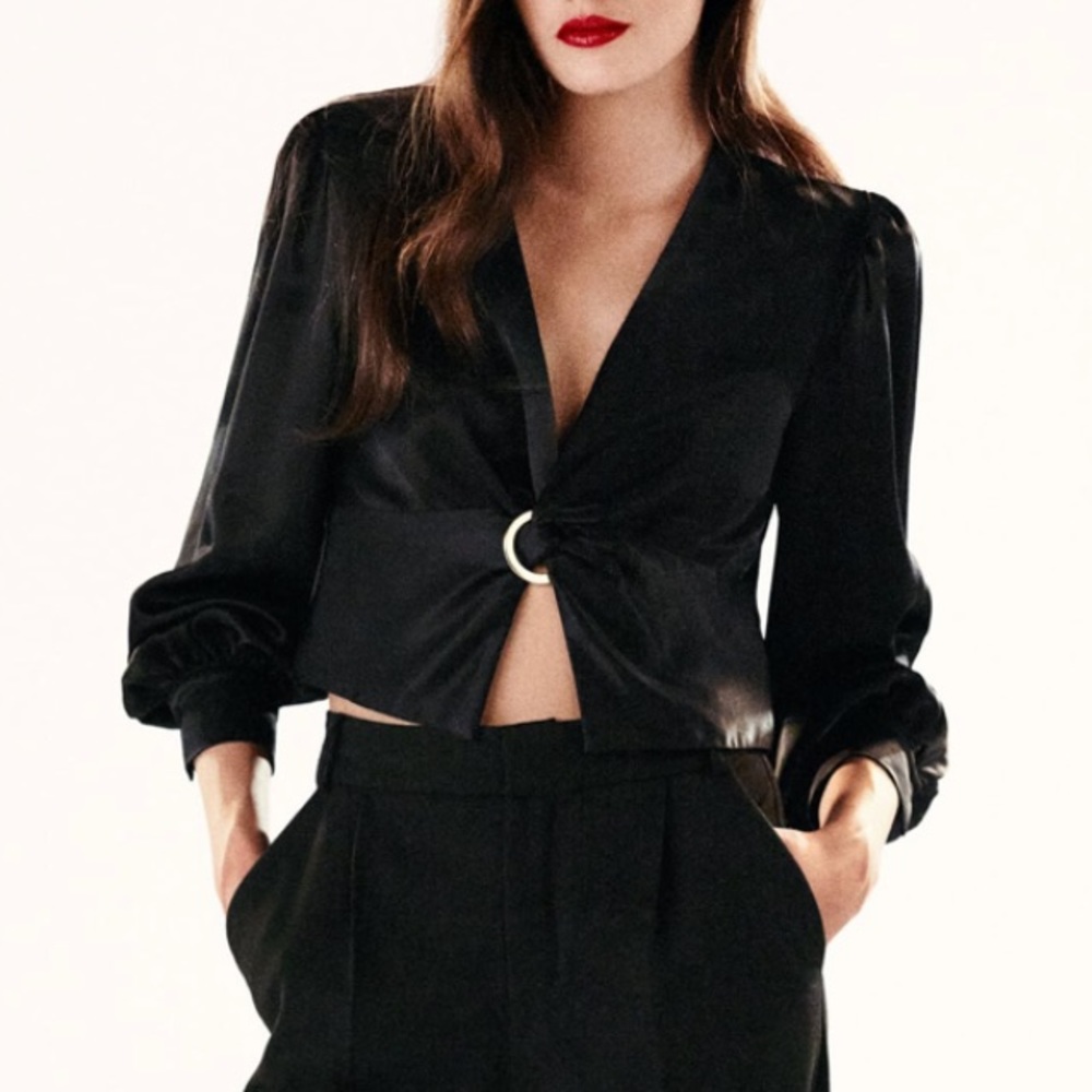 ZARA Ring Trim Satin Effect Top